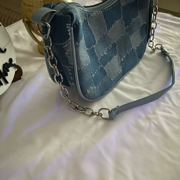 Blue Denim Patchwork Shoulder Bag - Picture 3 of 10